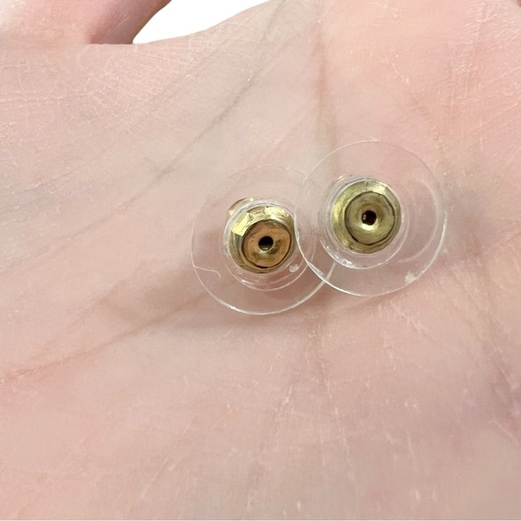 ROMAN Cobalt Blue Enamel Inlay Art Deco Style Fan Pierced Earrings - Picture 7 of 7